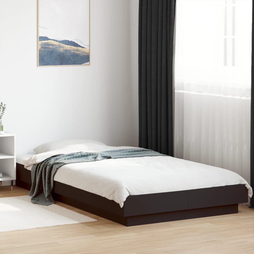 Bedframe met LED-verlichting bewerkt hout zwart 90x200 cm