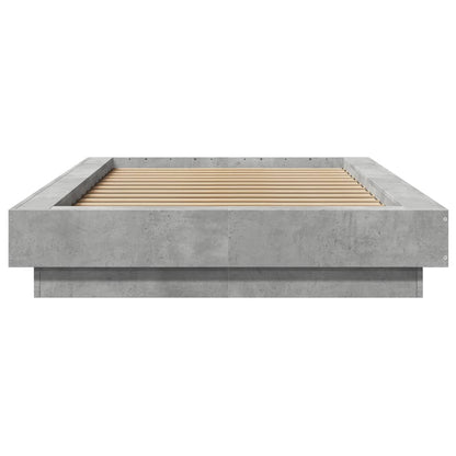 Bedframe met LED-verlichting bewerkt hout betongrijs 90x200 cm