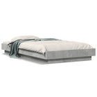 Bed frame with LED lighting engineered wood concrete grey 90x200 cm