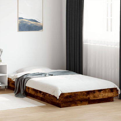 Bedframe met LED-verlichting gerookt eikenkleurig 90x200 cm