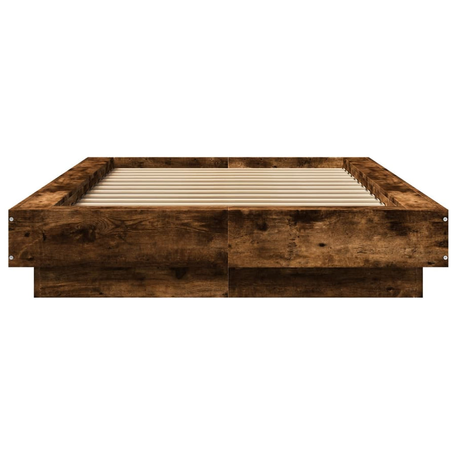 Bedframe met LED-verlichting gerookt eikenkleurig 90x200 cm
