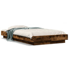 Bedframe 90x200 cm gerookt eiken met LED