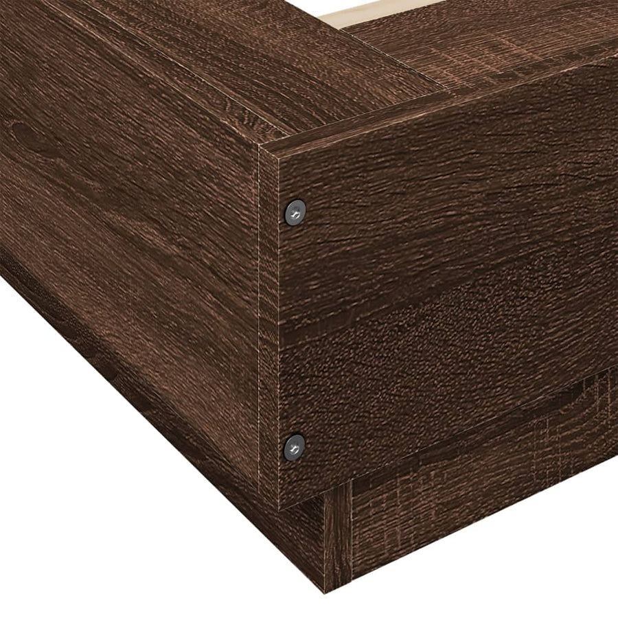 Bedframe met LED-verlichting bruin eikenkleur 90x200 cm