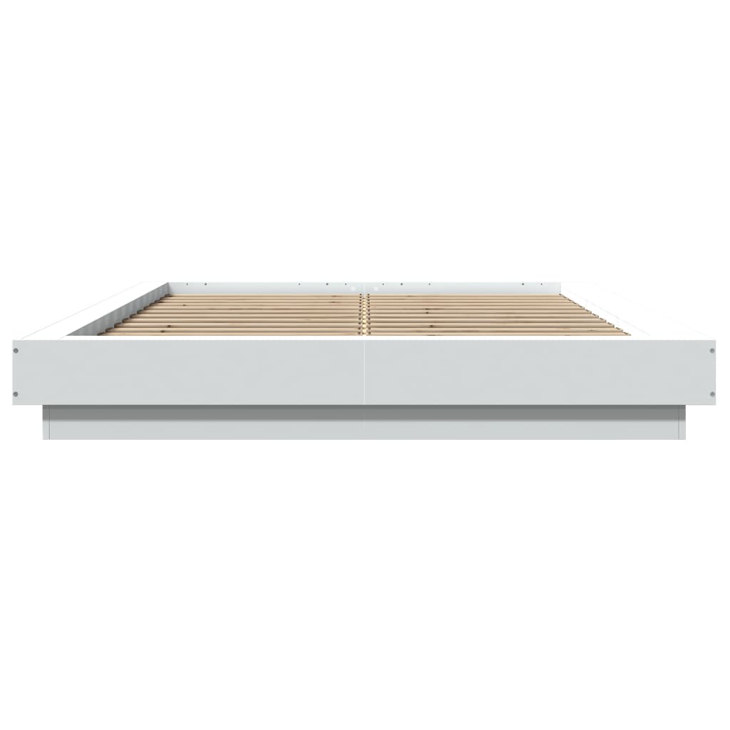 Bedframe met LED-verlichting bewerkt hout wit 140x190 cm