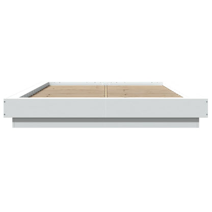 Bedframe met LED-verlichting bewerkt hout wit 140x190 cm