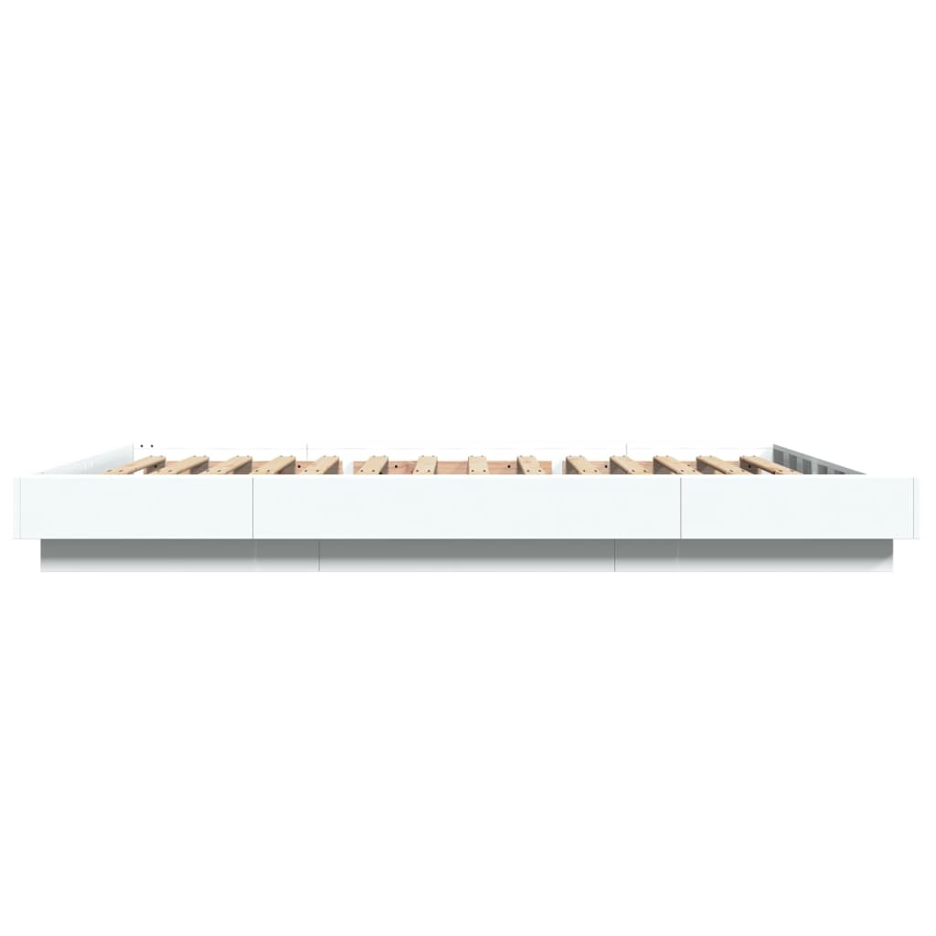 Bedframe met LED-verlichting bewerkt hout wit 140x190 cm