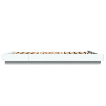 Bedframe met LED-verlichting bewerkt hout wit 140x190 cm