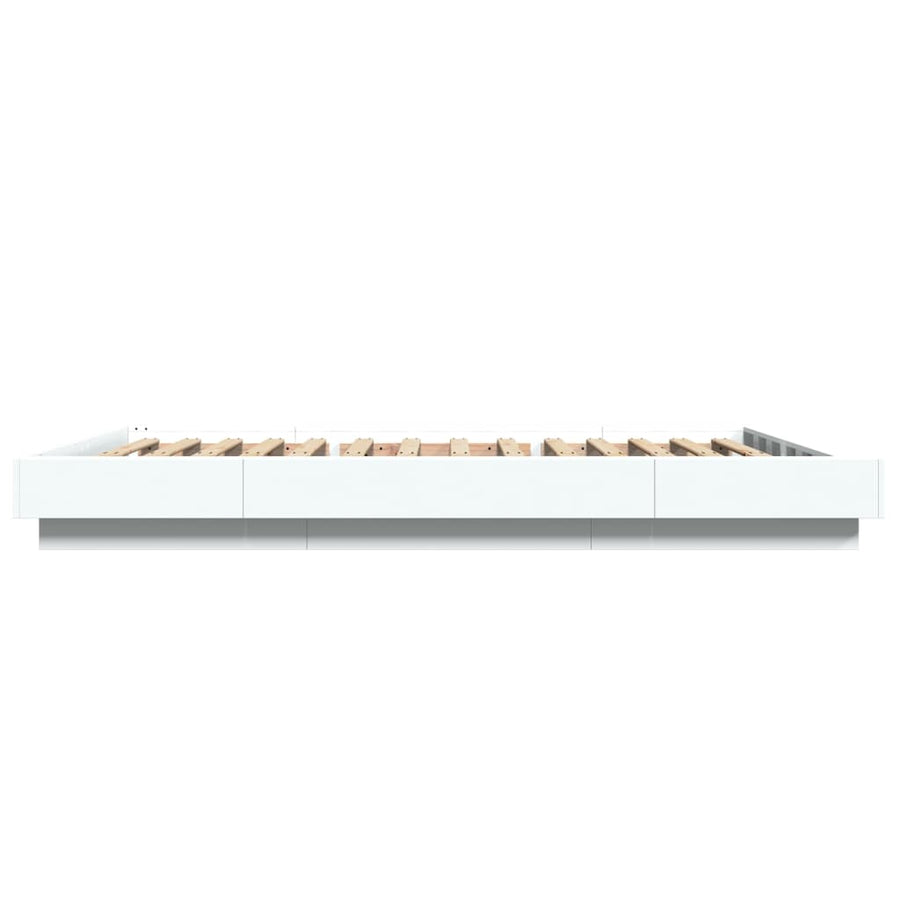 Bedframe met LED-verlichting bewerkt hout wit 140x190 cm