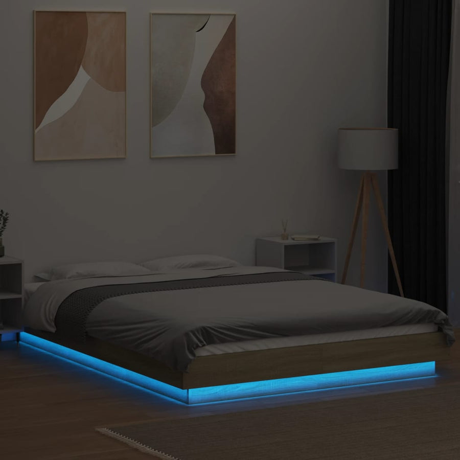 Bedframe met LED-verlichting sonoma eikenkleurig 140x200 cm