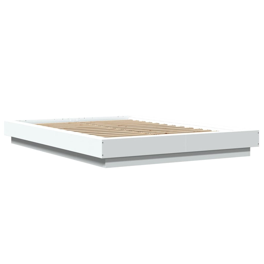 Bedframe met LED-verlichting bewerkt hout wit 135x190 cm