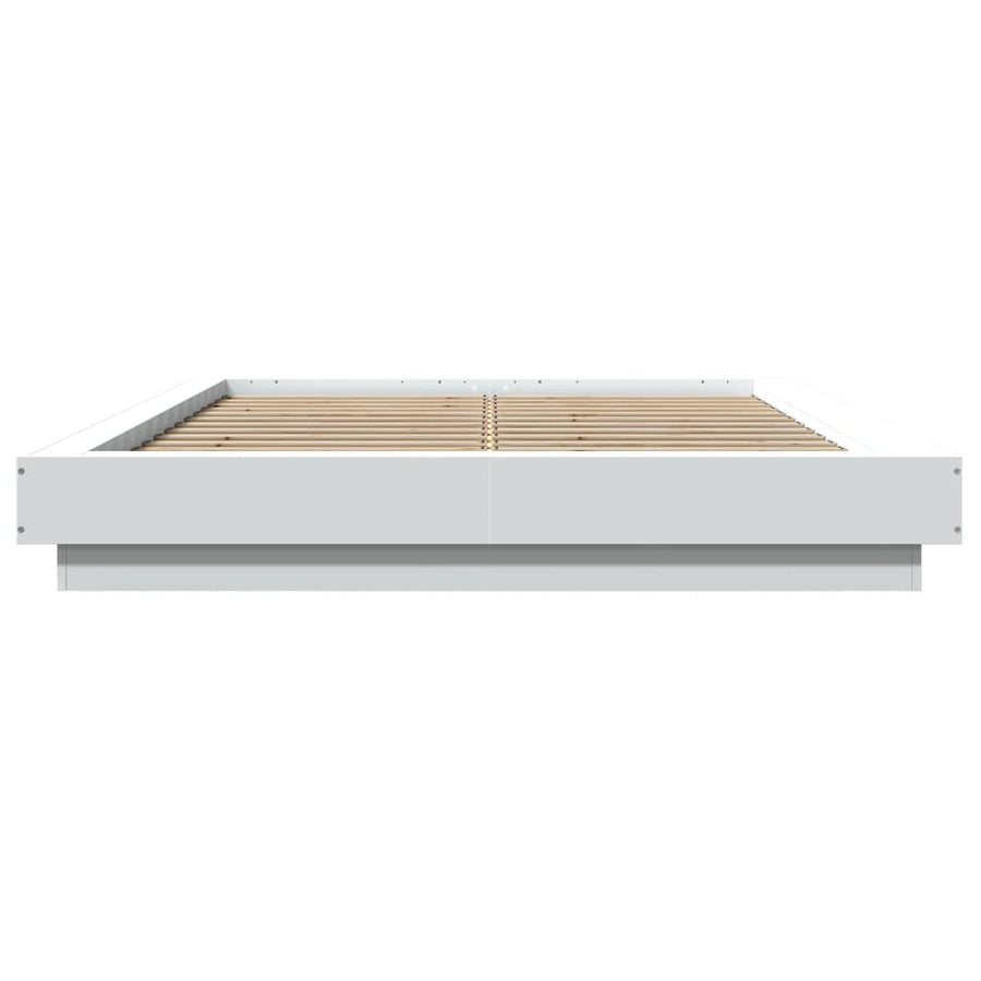 Bedframe met LED-verlichting bewerkt hout wit 135x190 cm