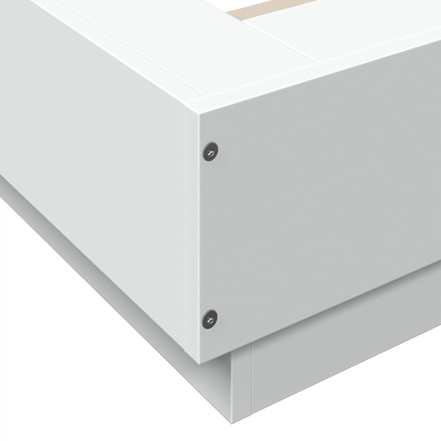 Bedframe met LED-verlichting bewerkt hout wit 135x190 cm