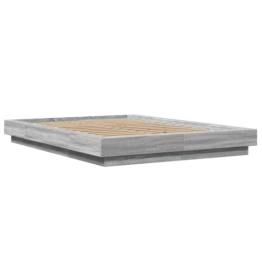 Bedframe met LED-verlichting grijs sonoma eiken 135x190 cm