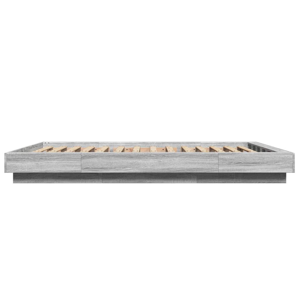Bedframe met LED-verlichting grijs sonoma eiken 135x190 cm