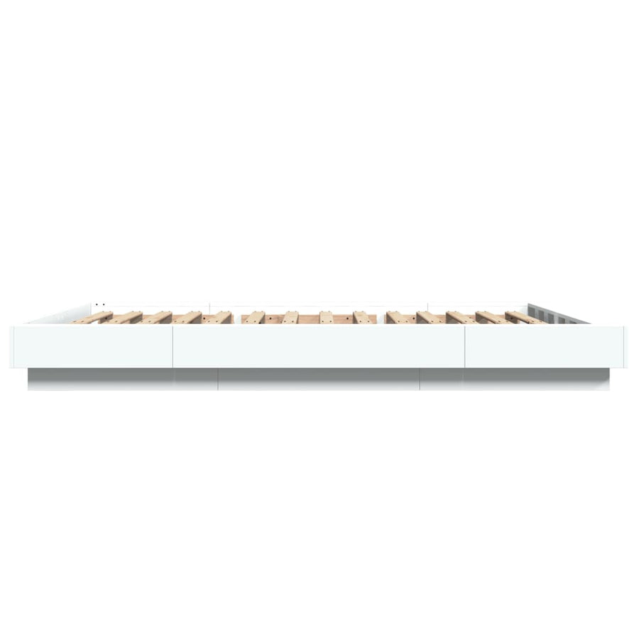 Bedframe met LED-verlichting bewerkt hout wit 120x190 cm