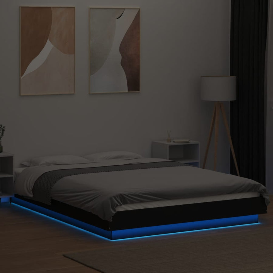Bedframe met LED-verlichting bruin eikenkleurig 120x190 cm