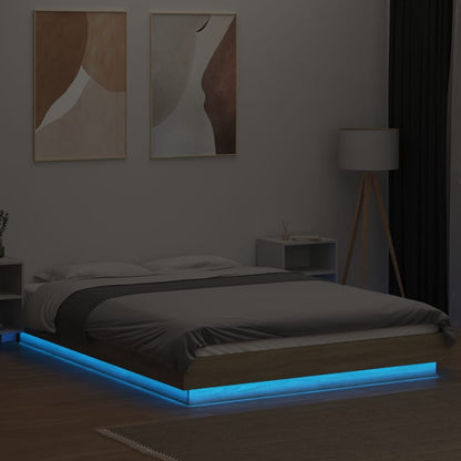 Bedframe met LED-verlichting sonoma eikenkleurig 120x190 cm