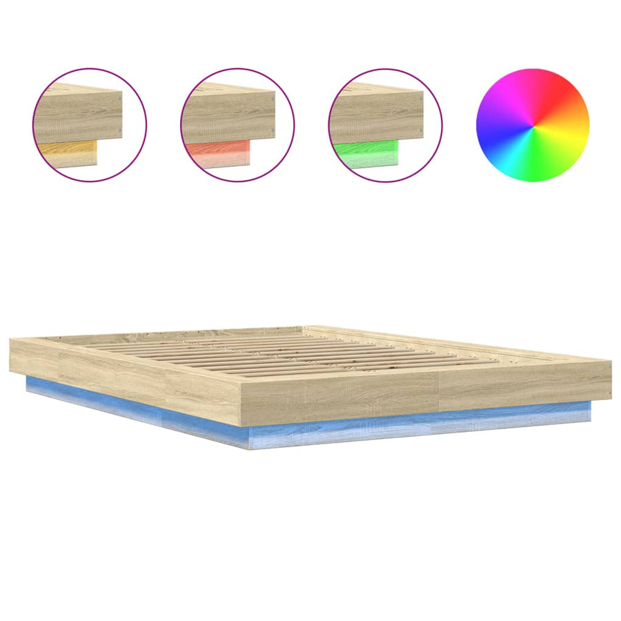 Bedframe met LED-verlichting sonoma eikenkleurig 120x190 cm
