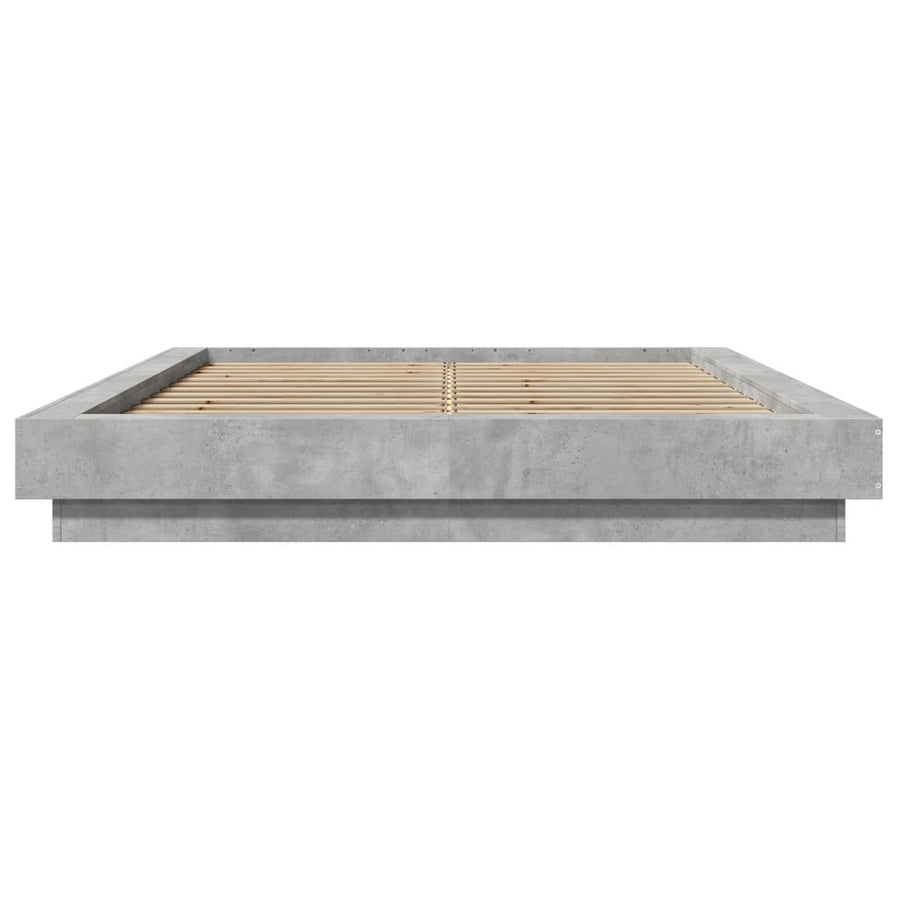 Bedframe met LED-verlichting bewerkt hout betongrijs 120x190 cm