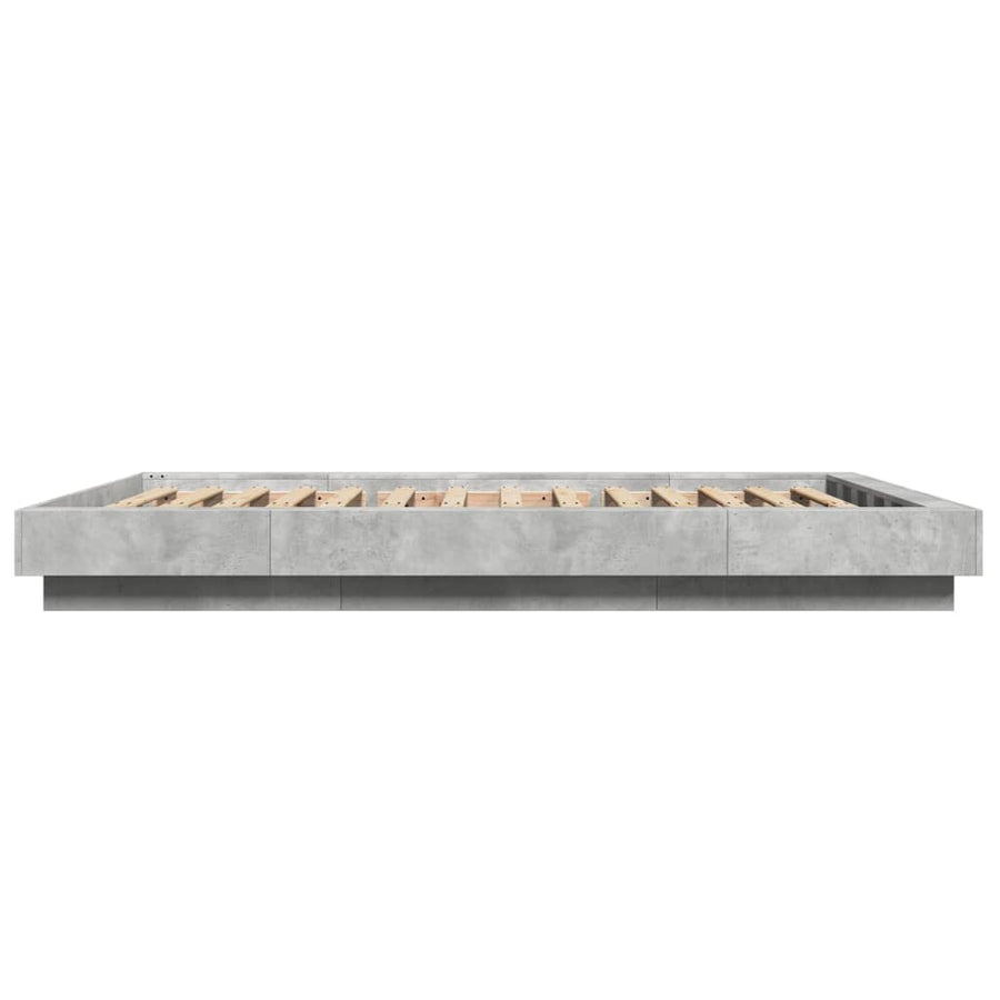Bedframe met LED-verlichting bewerkt hout betongrijs 120x190 cm
