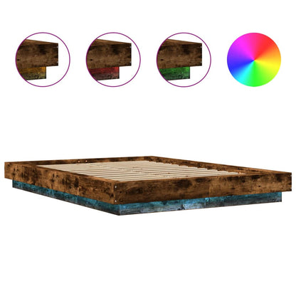 Bedframe met LED-verlichting gerookt eikenkleurig 120x190 cm