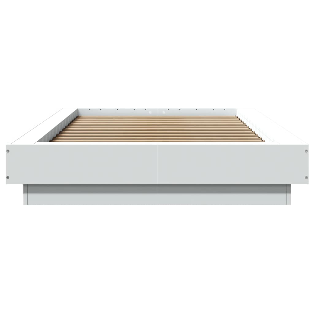 Bedframe met LED-verlichting bewerkt hout wit 90x190 cm