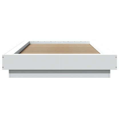 Bedframe met LED-verlichting bewerkt hout wit 90x190 cm