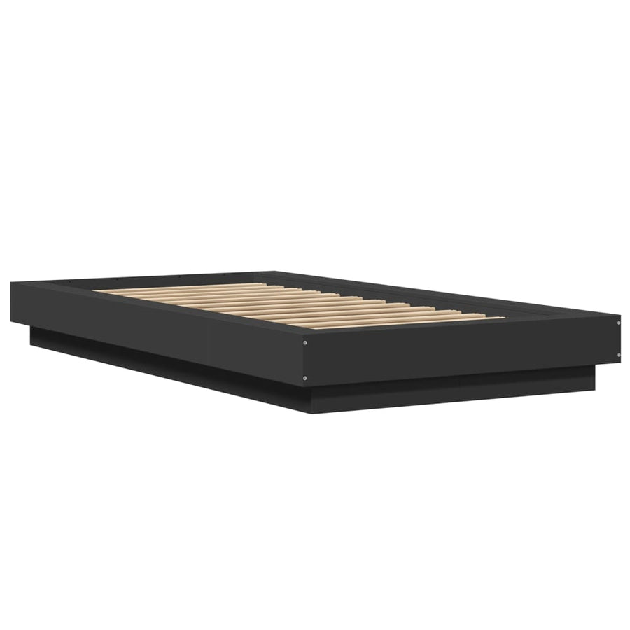 Bedframe met LED-verlichting bewerkt hout zwart 90x190 cm