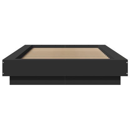 Bedframe met LED-verlichting bewerkt hout zwart 90x190 cm