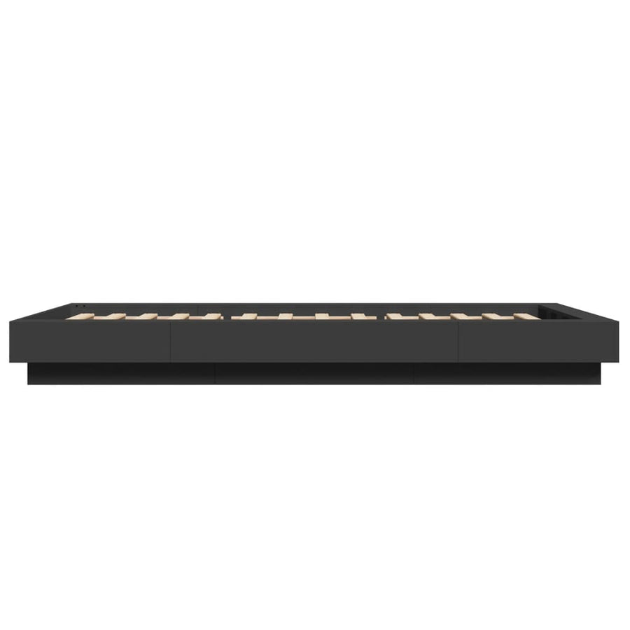 Bedframe met LED-verlichting bewerkt hout zwart 90x190 cm