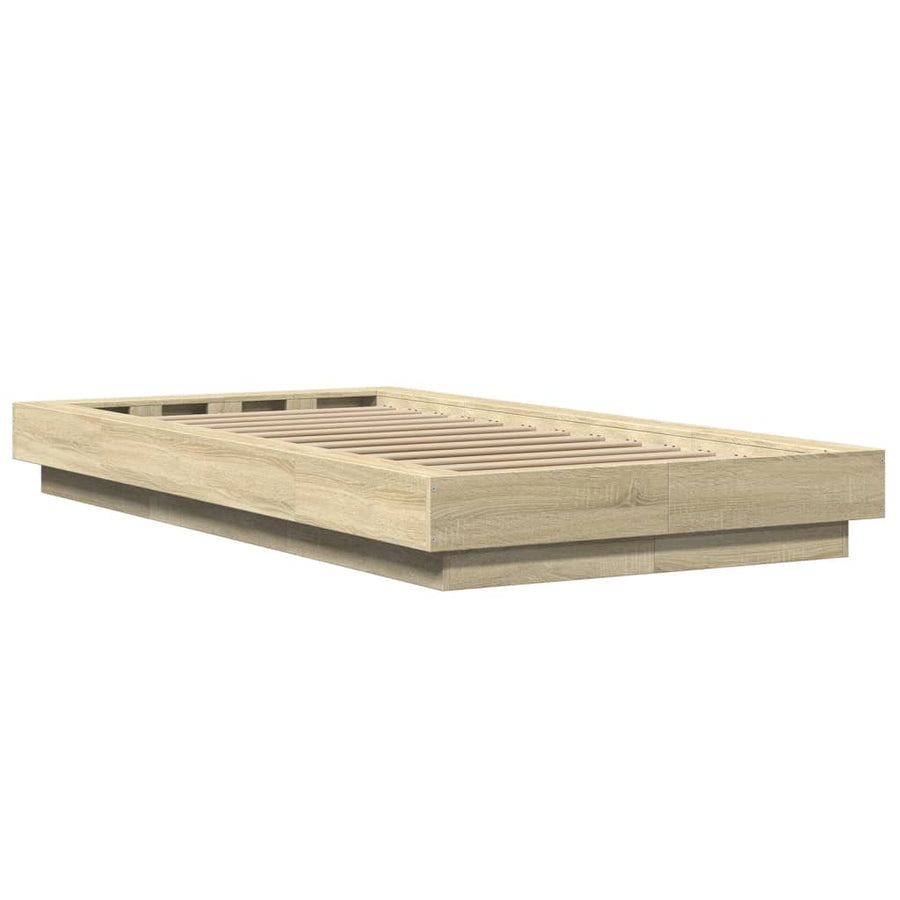 Bedframe met LED-verlichting sonoma eikenkleurig 90x190 cm