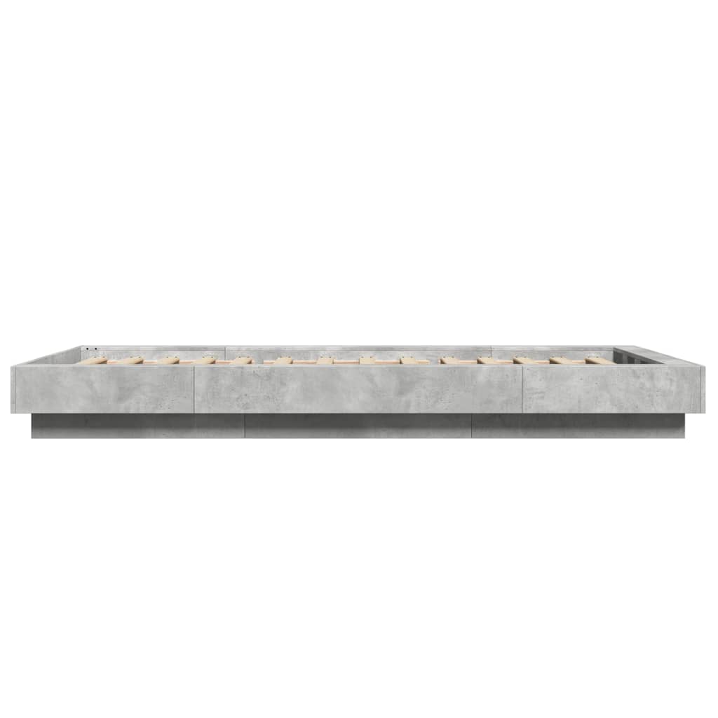 Bedframe met LED-verlichting bewerkt hout betongrijs 90x190 cm
