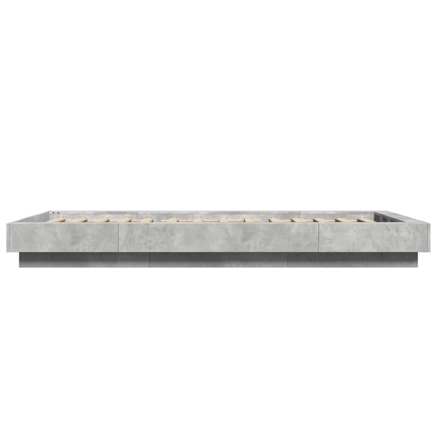 Bedframe met LED-verlichting bewerkt hout betongrijs 90x190 cm
