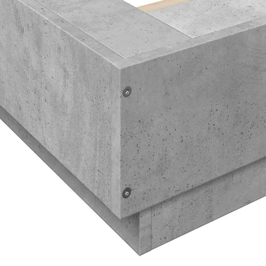Bedframe met LED-verlichting bewerkt hout betongrijs 90x190 cm