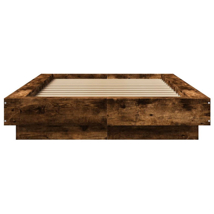 Bedframe met LED-verlichting gerookt eikenkleurig 90x190 cm