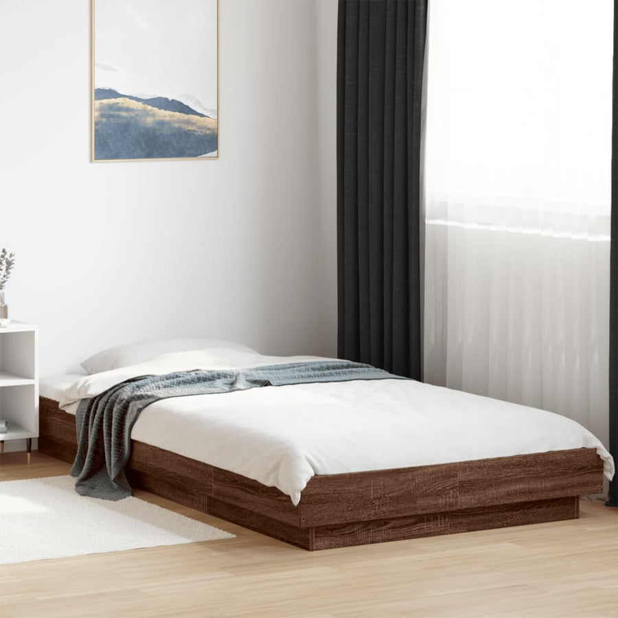 Bedframe met LED-verlichting bruin eikenkleur 90x190 cm