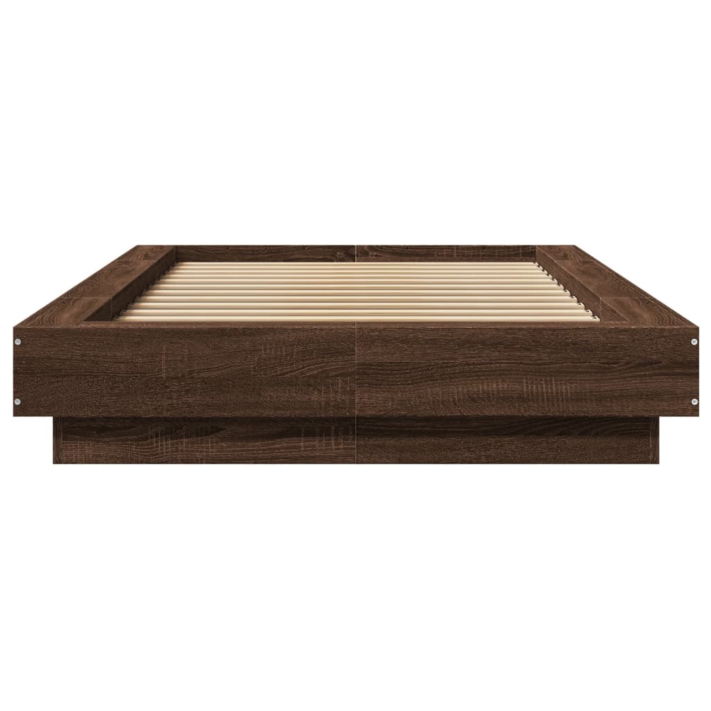 Bedframe met LED-verlichting bruin eikenkleur 90x190 cm