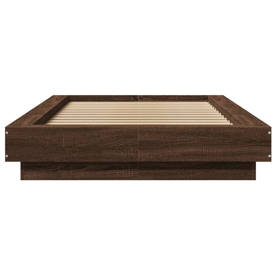 Bedframe met LED-verlichting bruin eikenkleur 90x190 cm