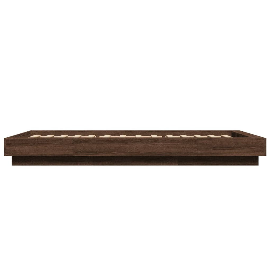 Bedframe met LED-verlichting bruin eikenkleur 90x190 cm