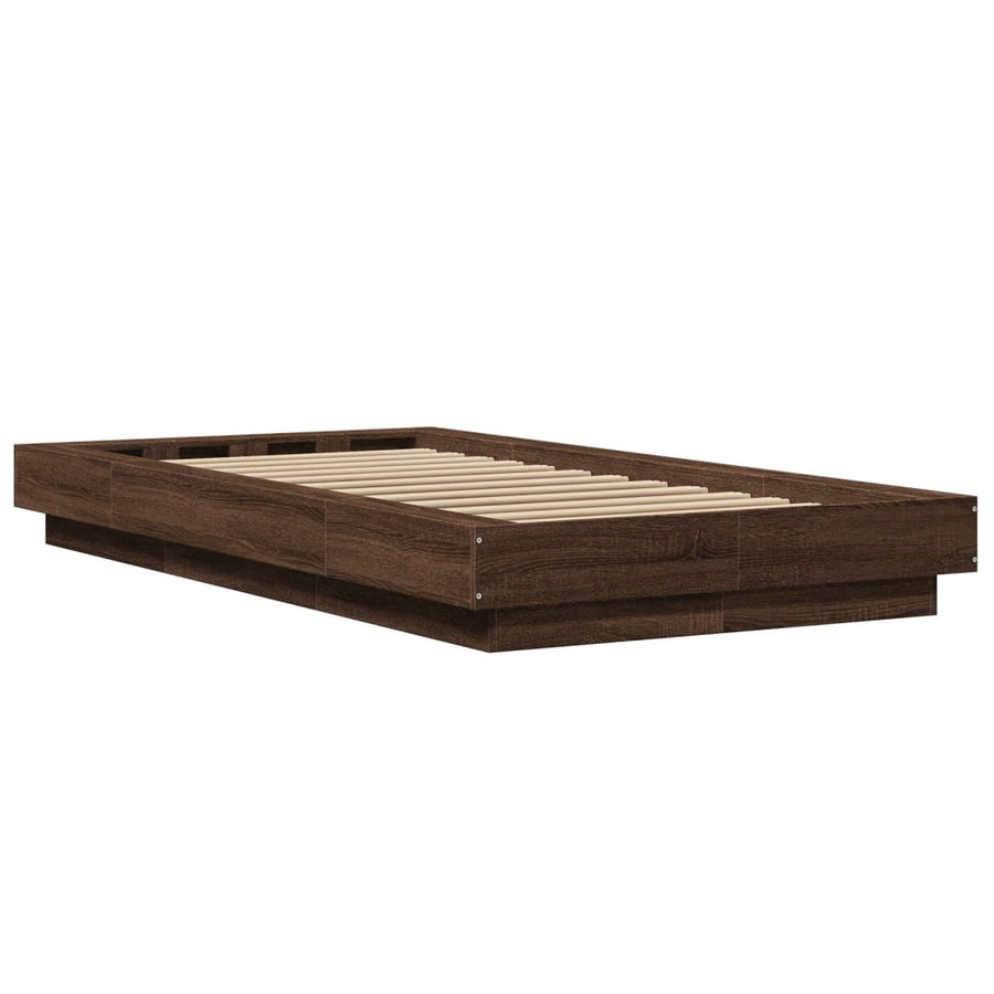 Bedframe met LED-verlichting bruin eikenkleur 90x190 cm