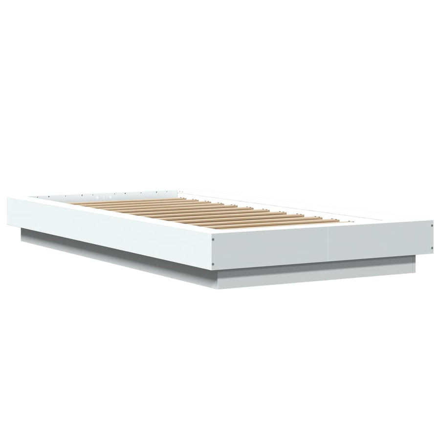 Bedframe met LED-verlichting bewerkt hout wit 75x190 cm