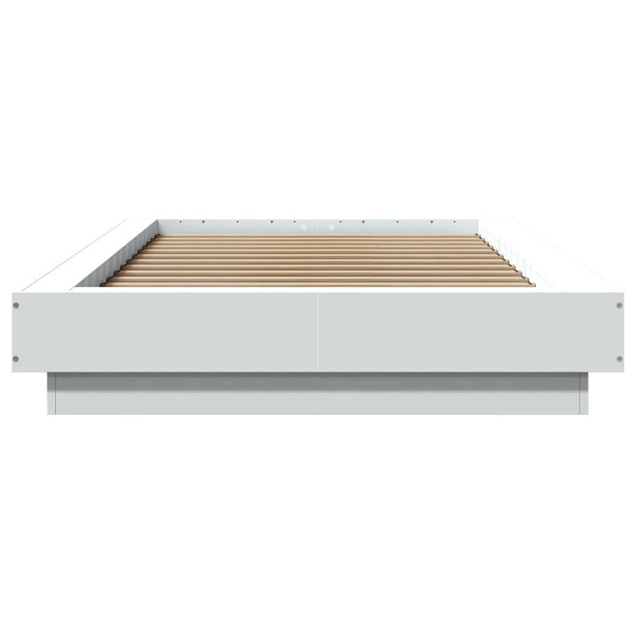 Bedframe met LED-verlichting bewerkt hout wit 75x190 cm