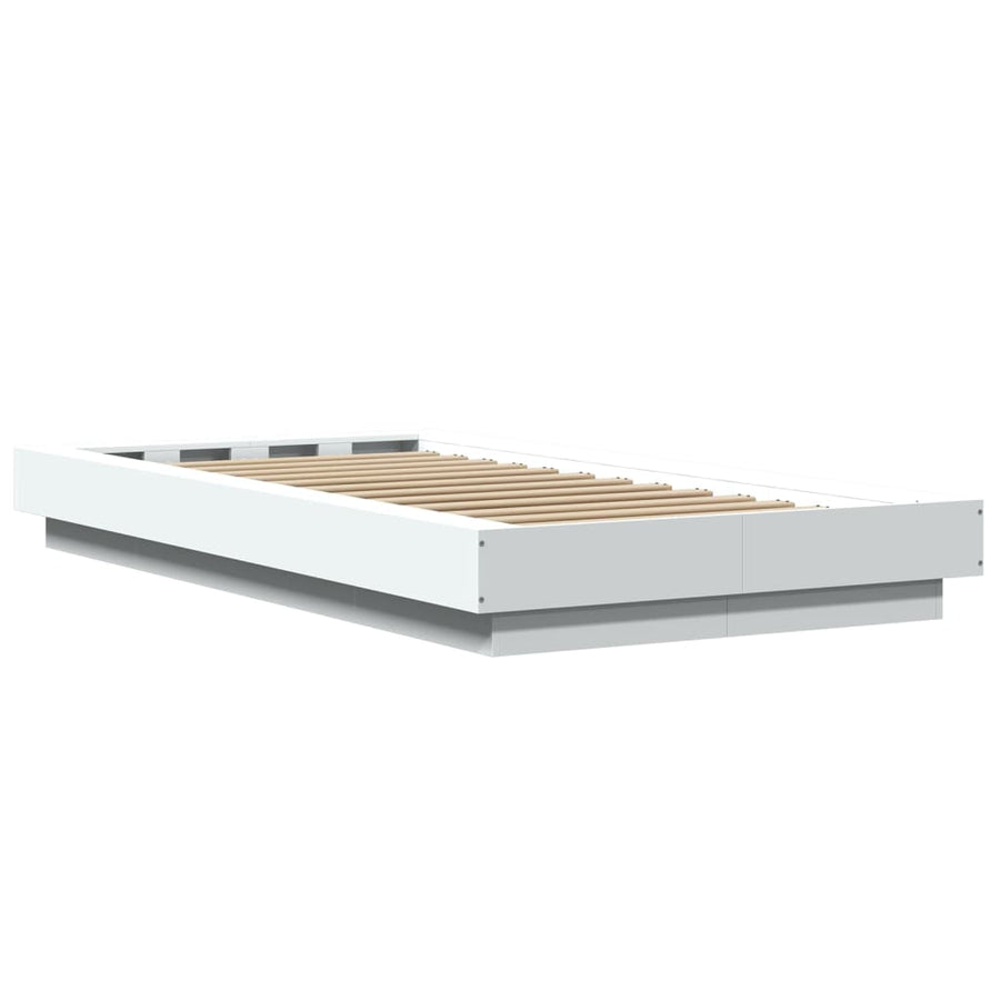 Bedframe met LED-verlichting bewerkt hout wit 75x190 cm