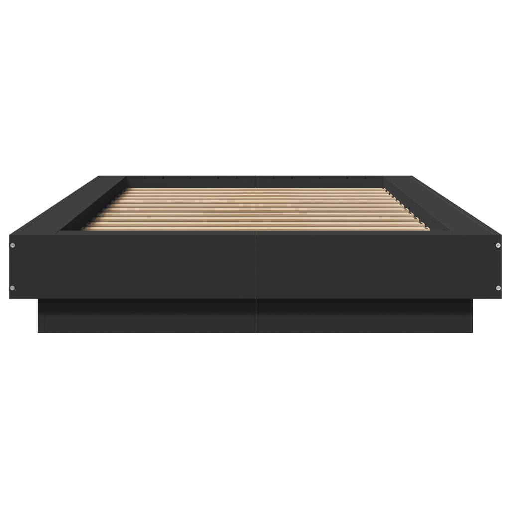 Bedframe met LED-verlichting bewerkt hout zwart 75x190 cm