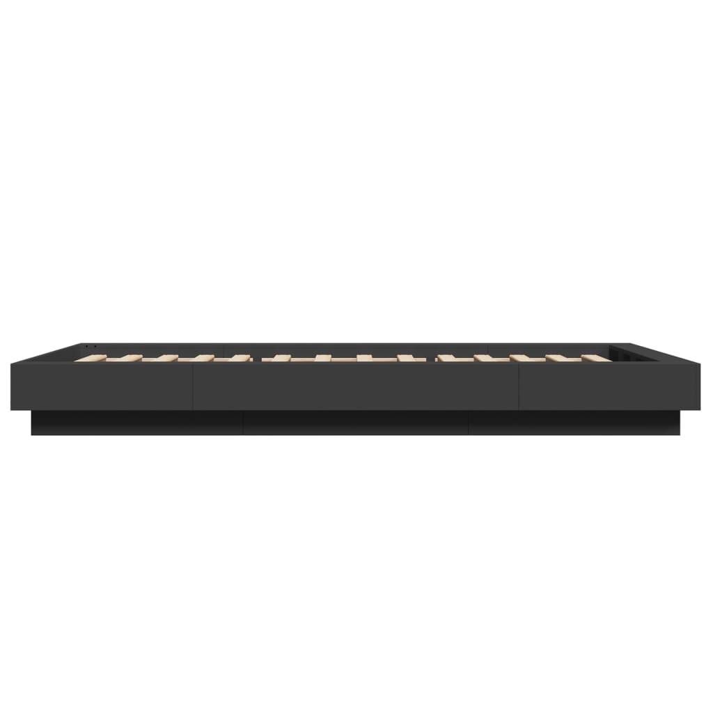 Bedframe met LED-verlichting bewerkt hout zwart 75x190 cm
