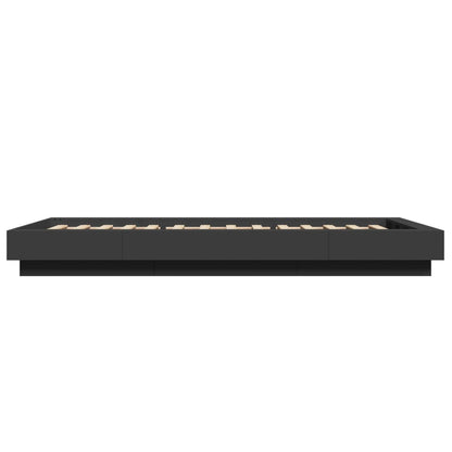 Bedframe met LED-verlichting bewerkt hout zwart 75x190 cm