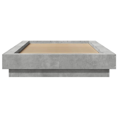 Bedframe met LED-verlichting bewerkt hout betongrijs 75x190 cm