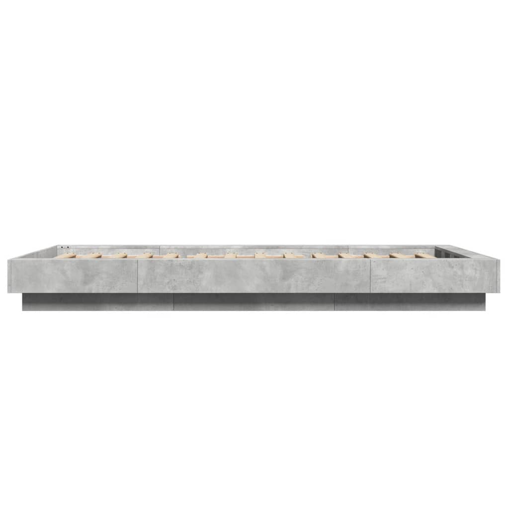 Bedframe met LED-verlichting bewerkt hout betongrijs 75x190 cm