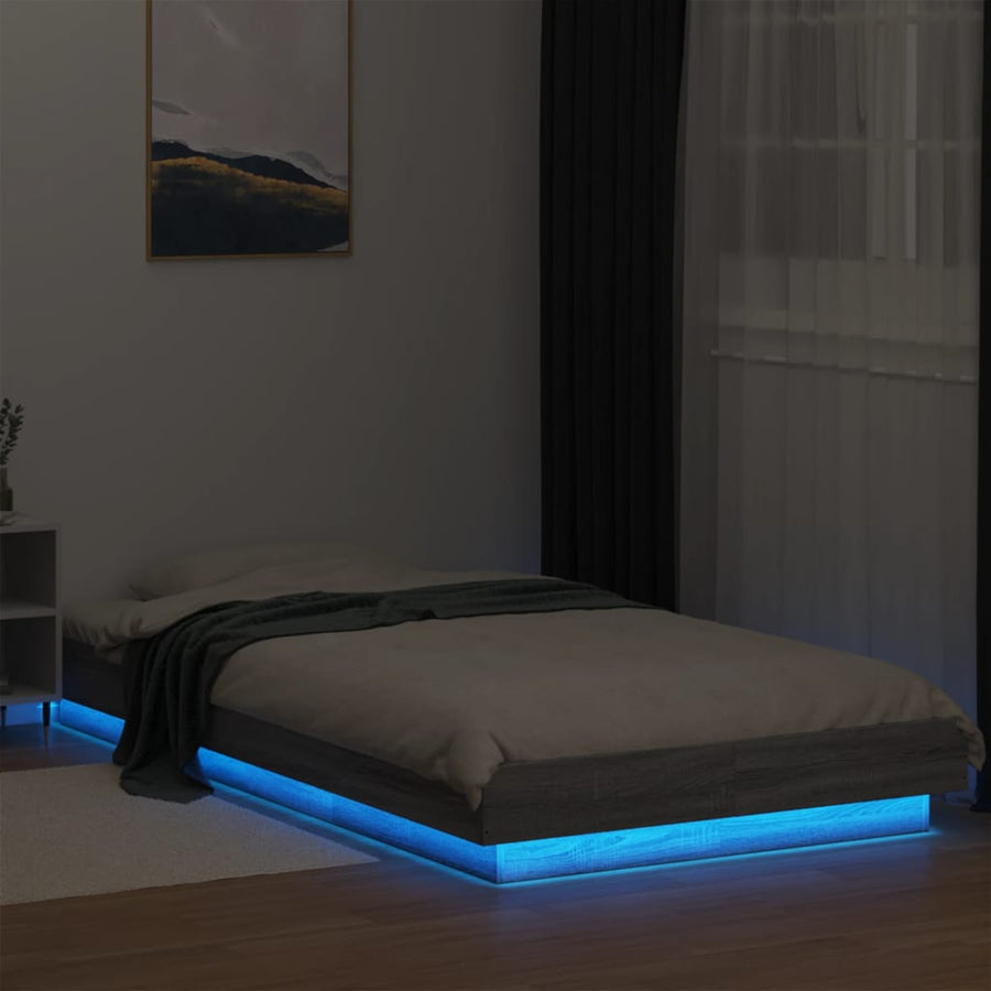 Bedframe met LED-verlichting bewerkt hout grijs sonoma 75x190cm