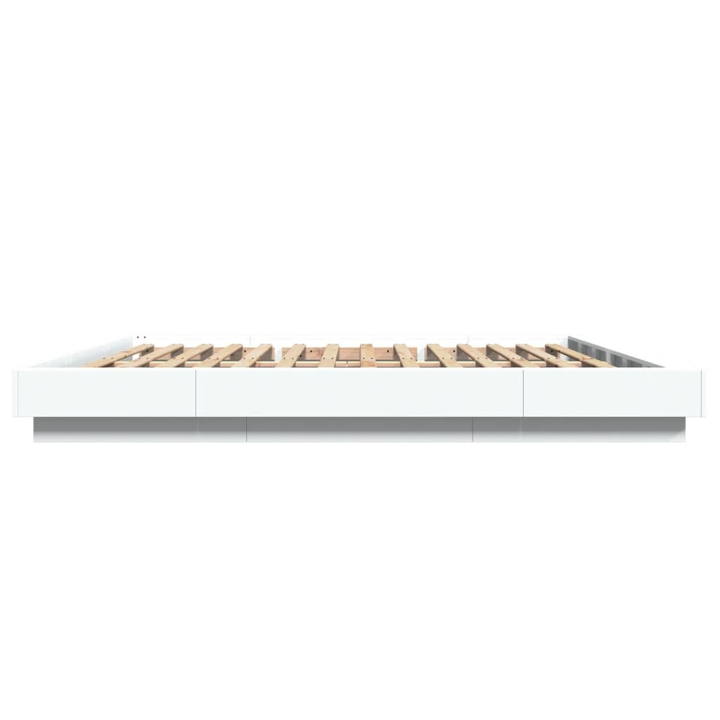 Bedframe massief hout wit 200x200 cm
